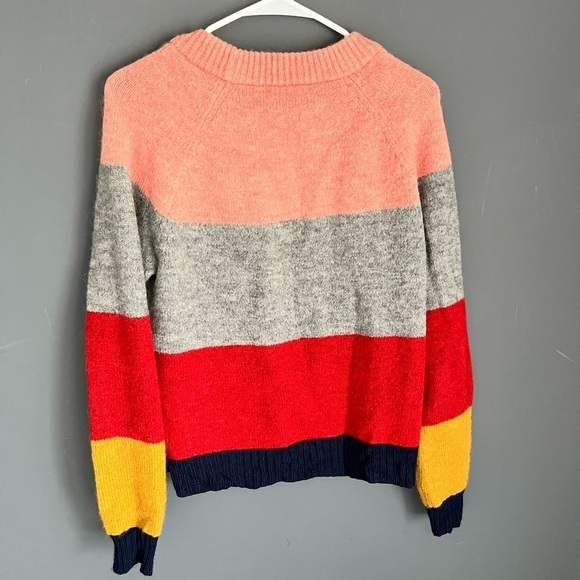 J Crew Women’s Size M Soft Colorblock Crewneck Striped Sweater $118 Alpaca Blend - Picture 3 of 5